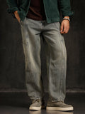 Slanted Pocket Loose Fit Jeans | Grey