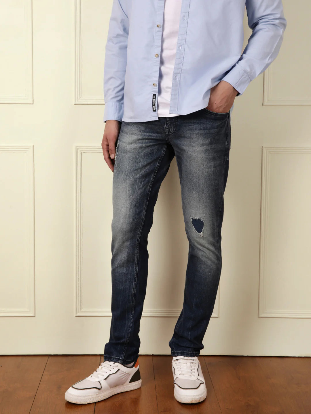 Acid Washed Patched Jeans