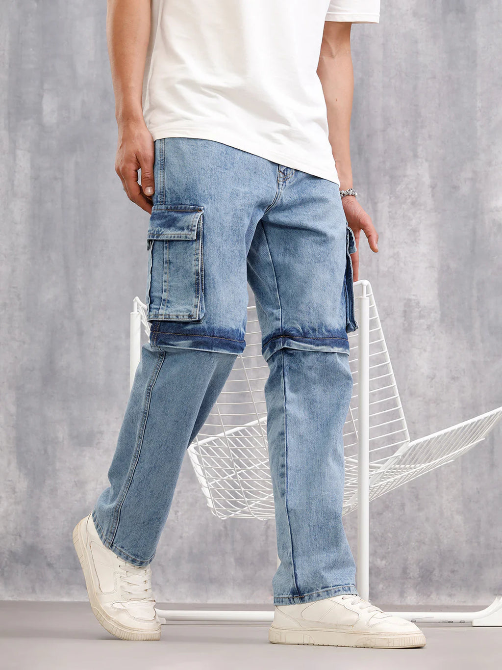 Superstone Wash Convertible Cargo Jeans I Lt Blue