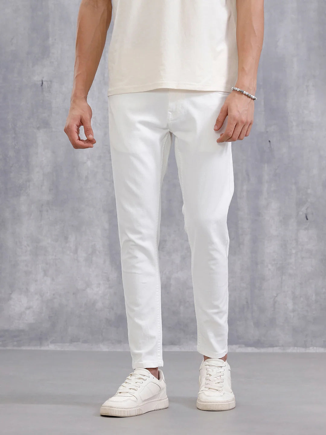 Solid Skinny Crop Jeans | White