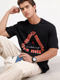 Oversized Placement Printed T-Shirt | Black