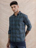 Tonal Checks Regular Fit Shirt | Blue