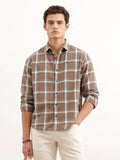 Comfort Fit Checkered Shirt  | Brown