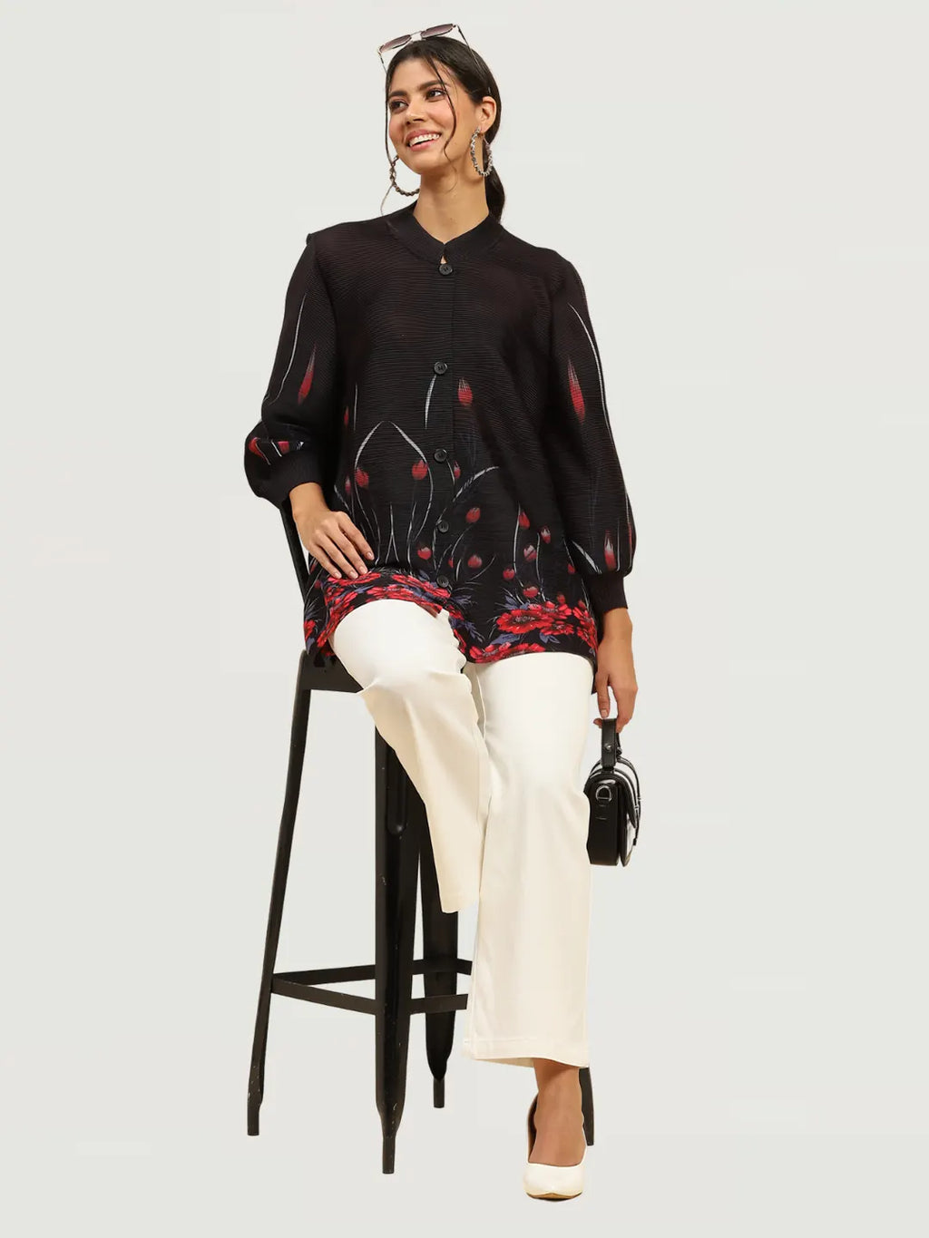 White Stretchable Loose Fit Trouser