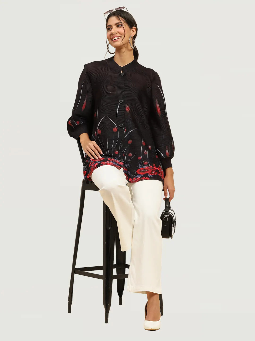 White Stretchable Loose Fit Trouser