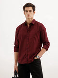 Solid Slim Fit Shirt  | Maroon