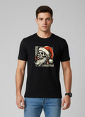 Men Printed Black Cotton Tshirt