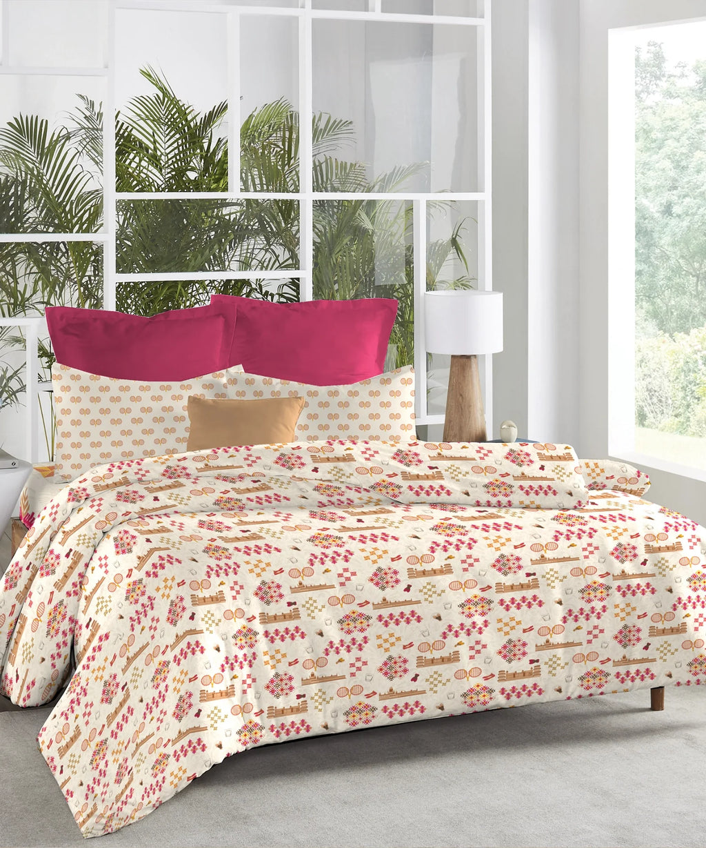 Atulaya Bharat King Bedsheet Set,Patiala Shahi|144 TC Cotton|2 Pillow Covers