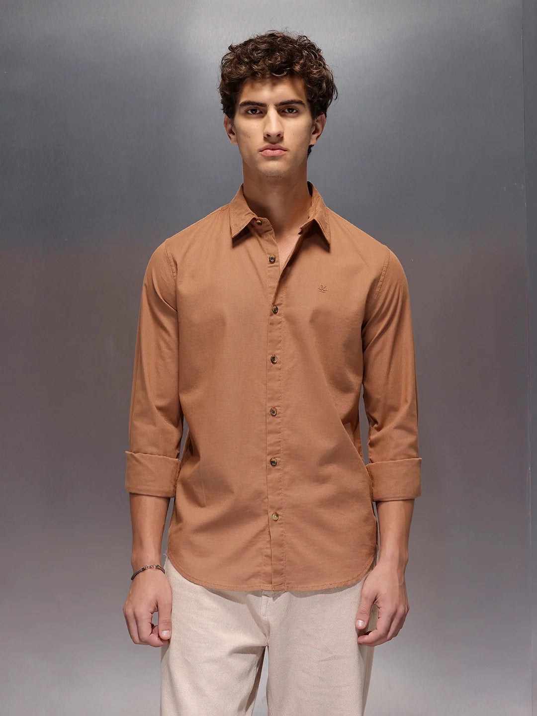 Men's Slim Fit Casual Shirt  |  Rust