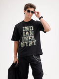Oversized Placement Printed T-Shirt  | Black