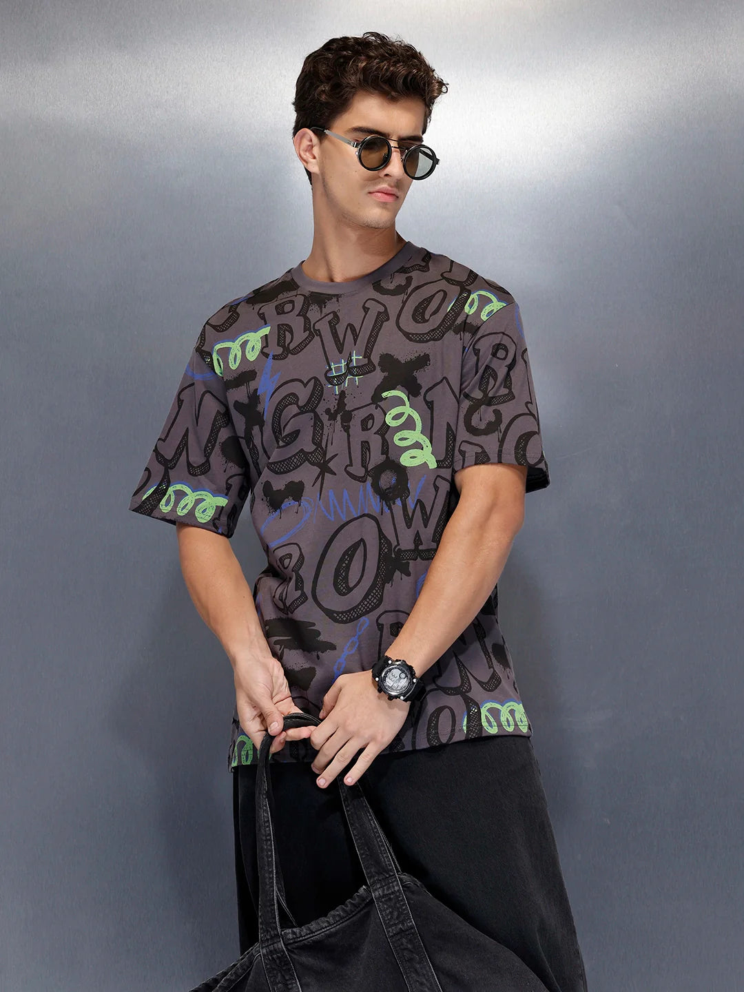 Graphic oversized tee | Charcoal