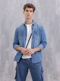 Indigo Washed Casual Regualr Fit Denim Shirt | Blue