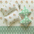 5 PC Cotton Double Bedsheet Set with 2 Pillow + 2 Cushion Covers - Magnolia Sage Green