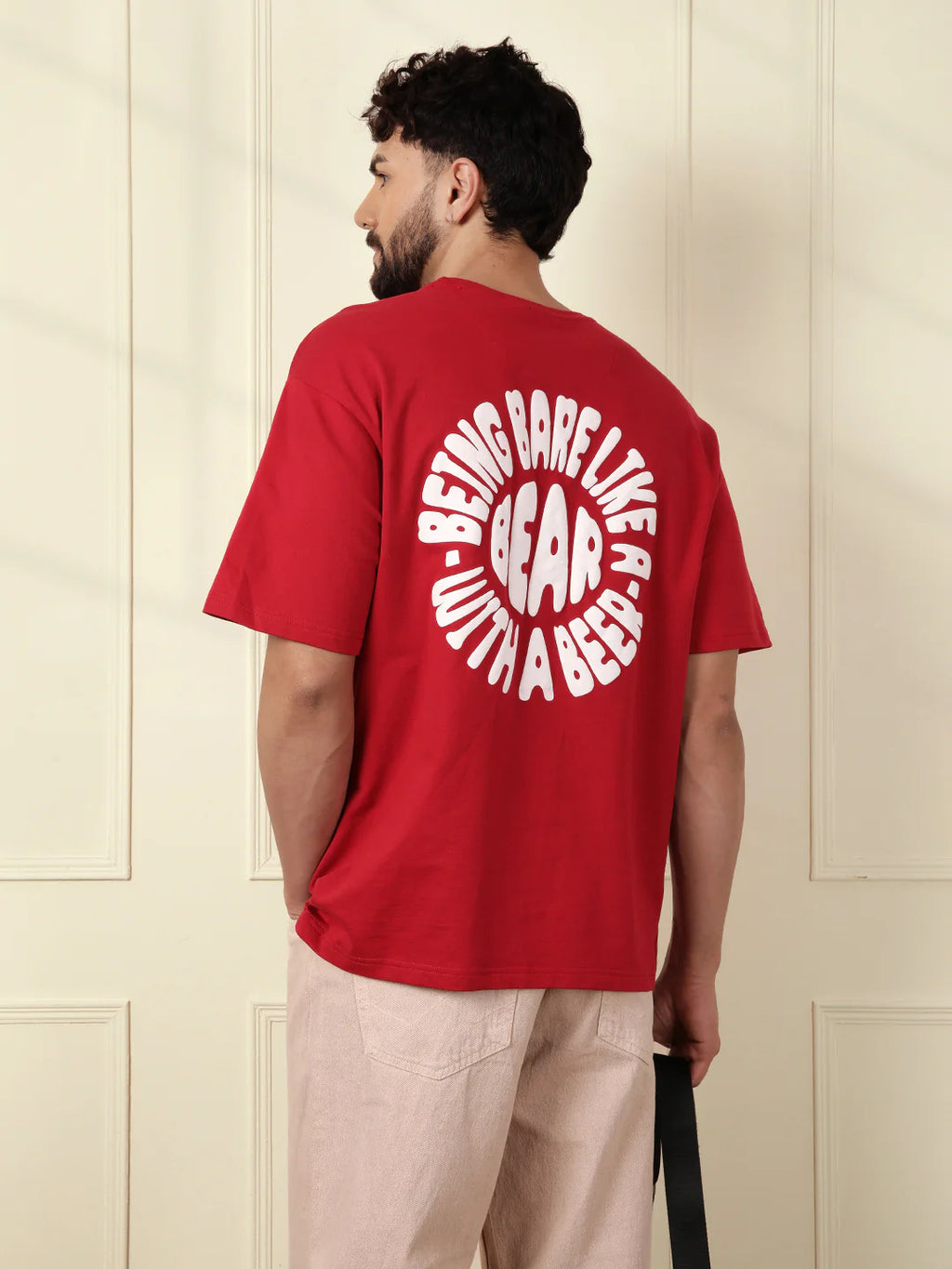 Puff Print Oversized T-Shirt | Red