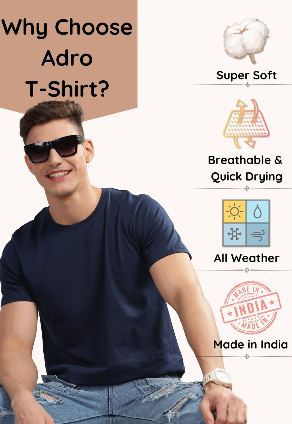 Men Mustard Round Neck T Shirt