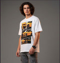 Men White Graphic Cotton Oversized T-Shirt