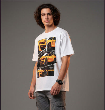 Men White Graphic Cotton Oversized T-Shirt