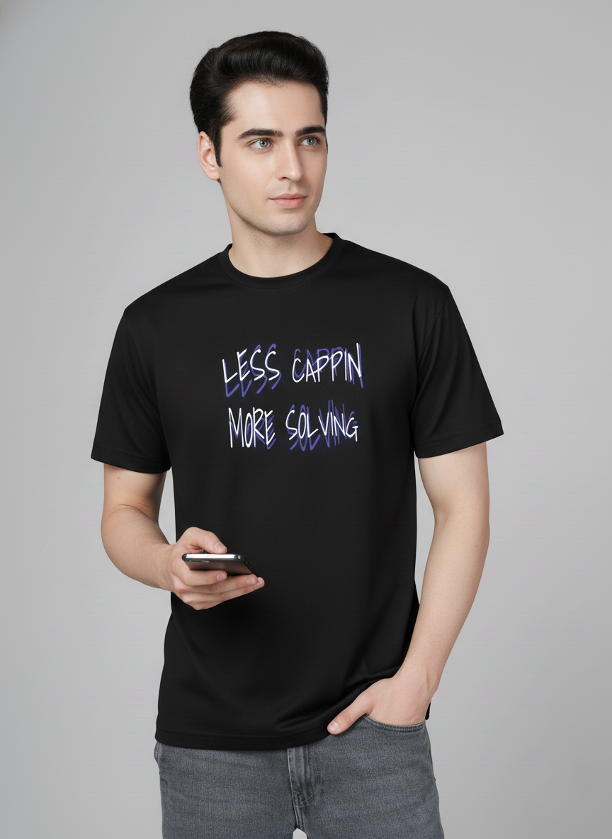 Men Cotton Black Printed Tshirt
