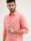 Regular Fit Solid Cotton Shirt | Pink