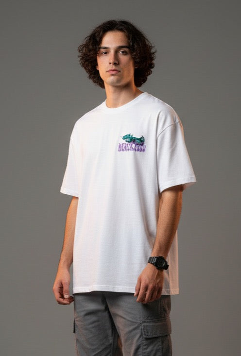 Men White Graphic Cotton Oversized T-Shirt