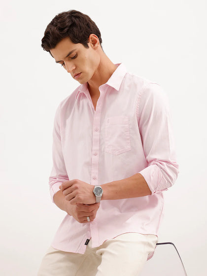 Soild Slim Fit 100% Cotton Shirt  | Pink
