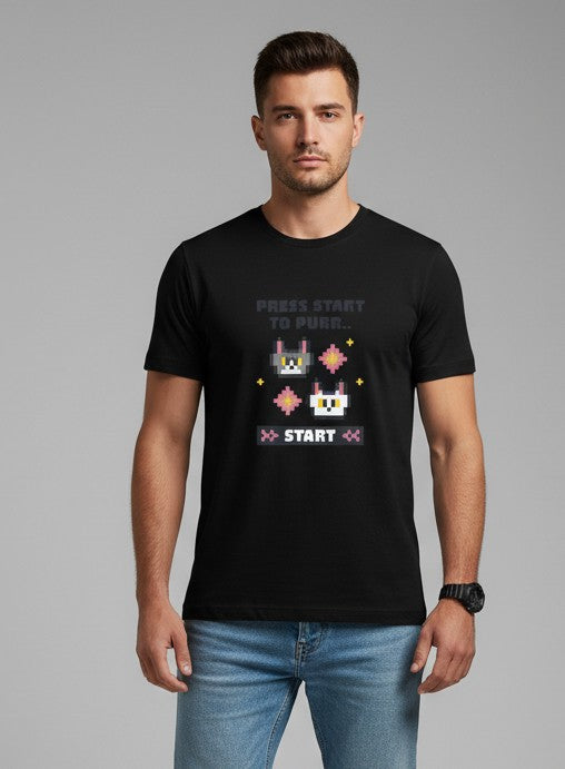 Men Printed Black Cotton Tshirt