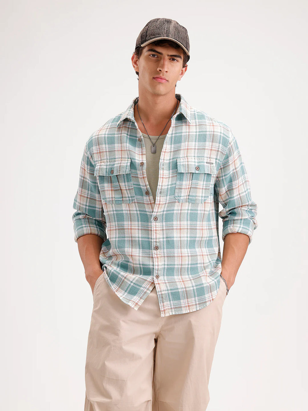 Comfort Fit Double Pocket Shirt  | Green