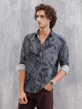 Printed Corduroy Slim Fit T-Shirt With Plush Handfeel | Black