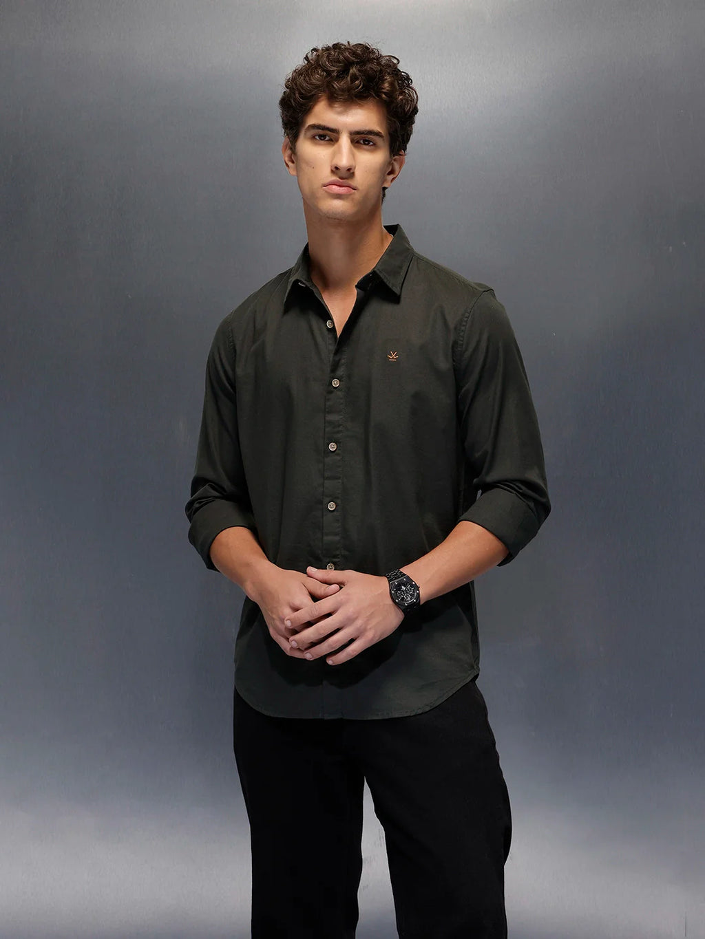 Men's Slim Fit Casual Shirt  |  Dark Green
