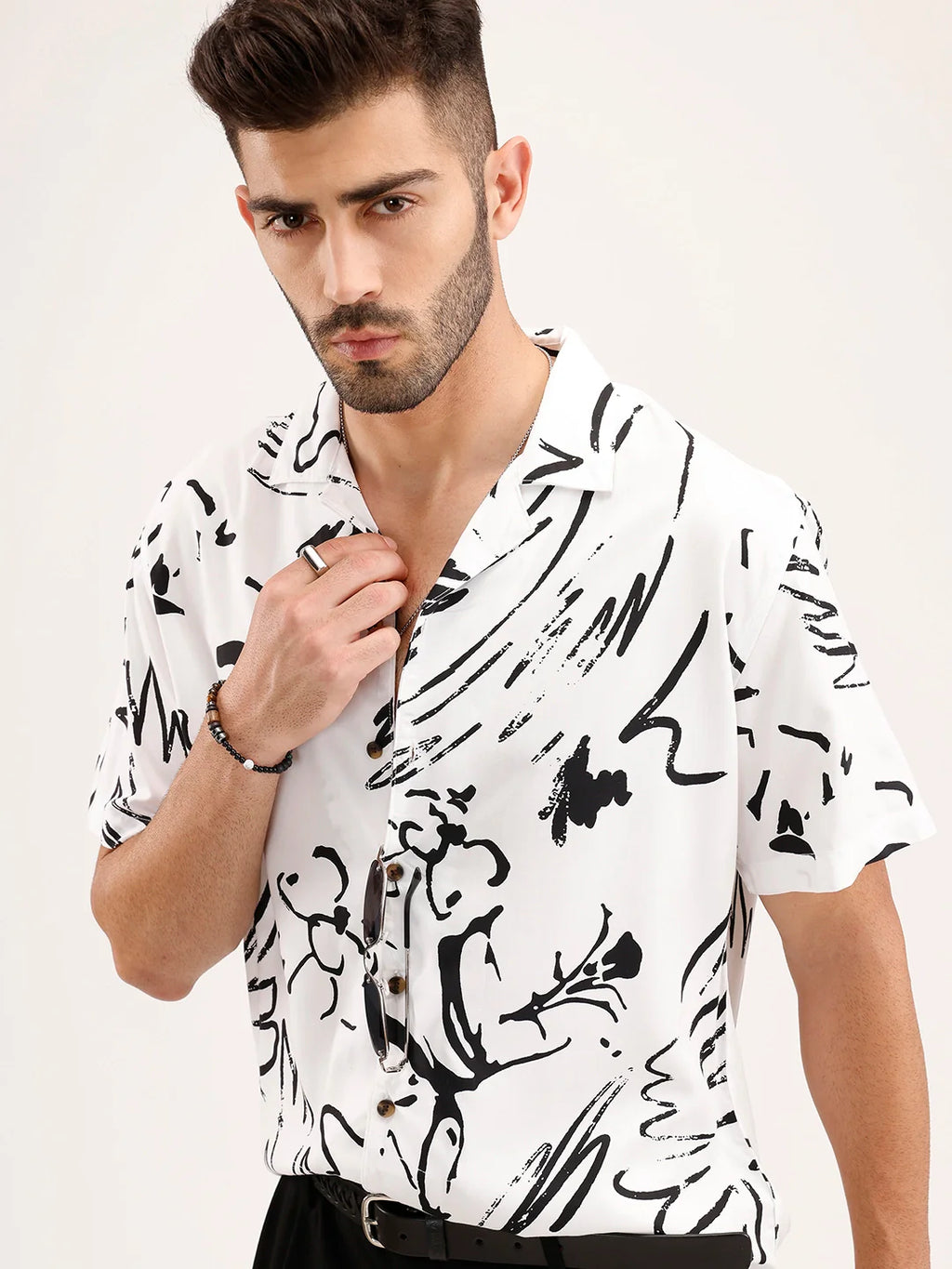 Resort Collar AOP Shirt | White