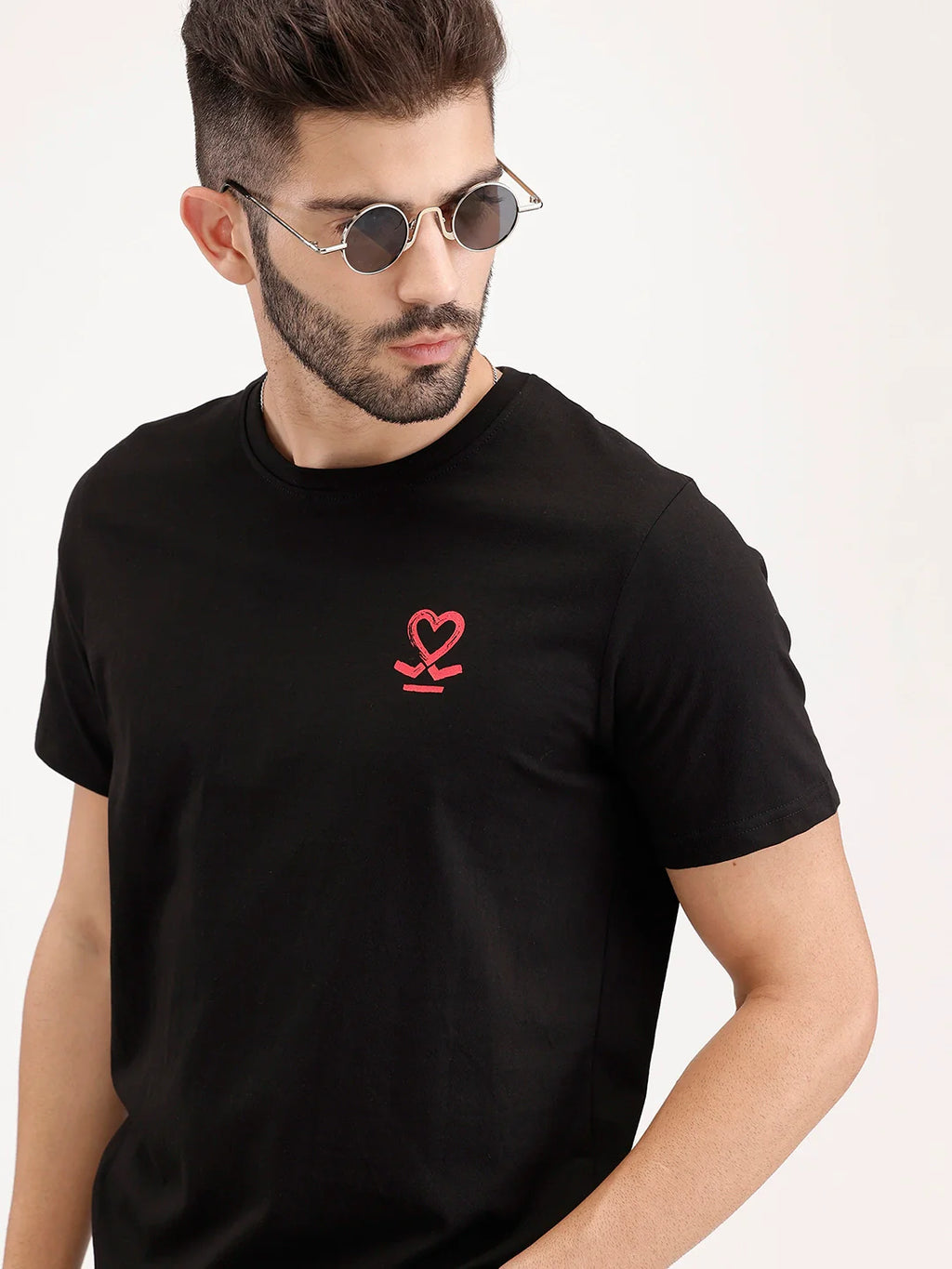 Slim Fit Placement Printed Tee | Black