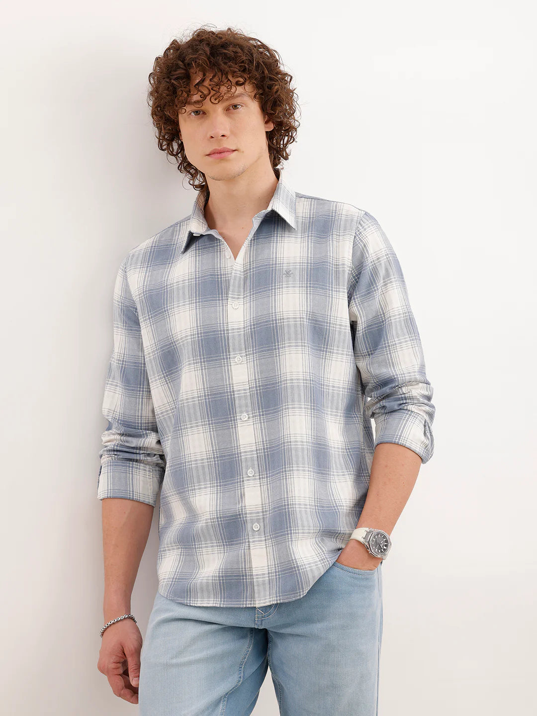 Slim Fit Checkered Shirt  | Blue