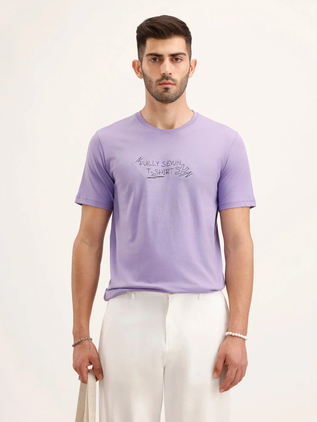Slim Fit Embroidered T-Shirt | Lavender