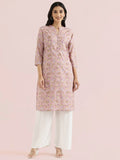 Cotton Floral Block Print Straight Kurta