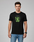 Men Printed Black Cotton Tshirt