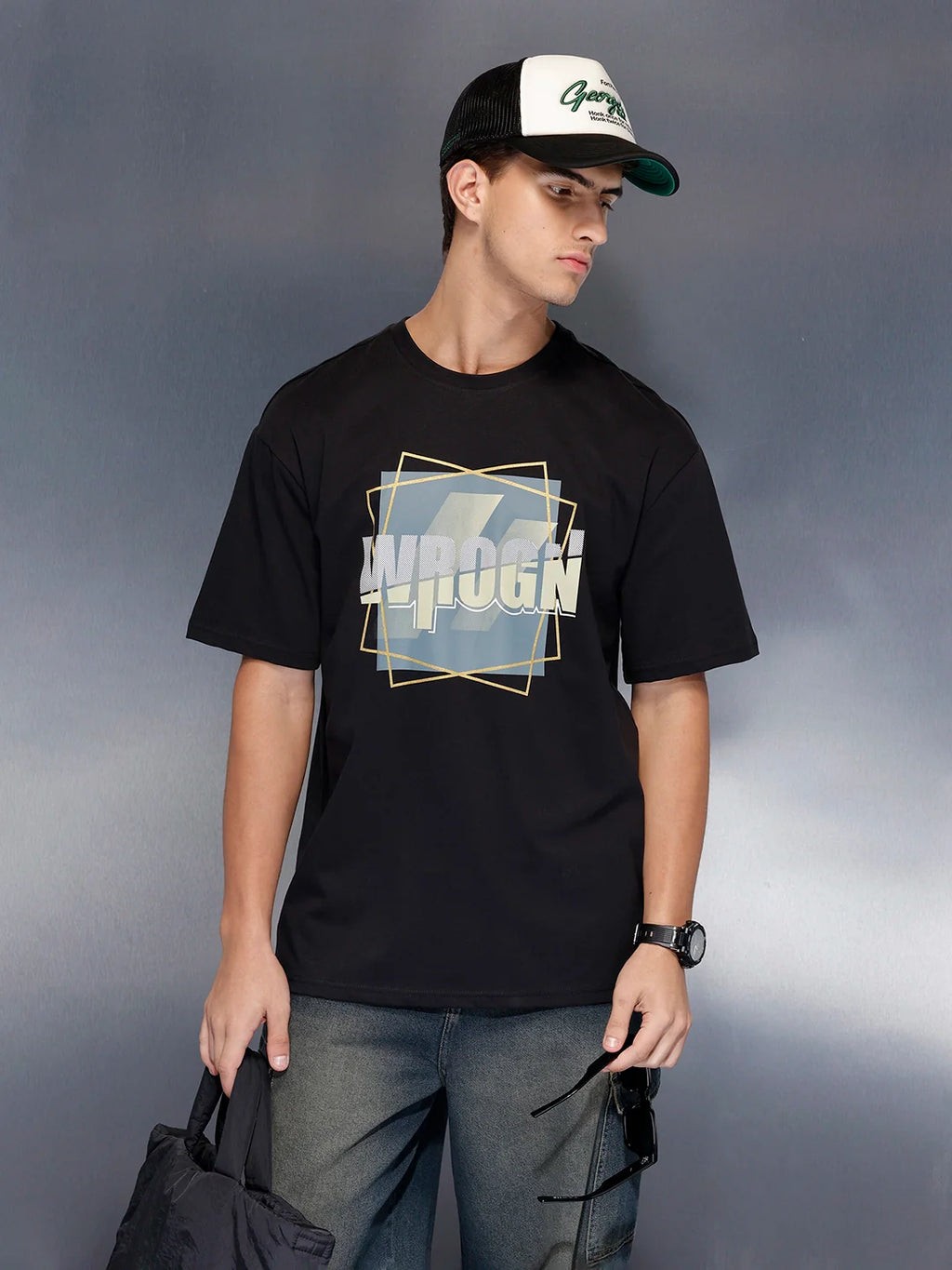Oversized graphic T-shirt | Black