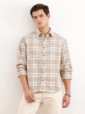 Comfort Fit Textured Shirt  | Khaki