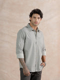 Textured Printed Checks Regular Fit Shirt | Grey