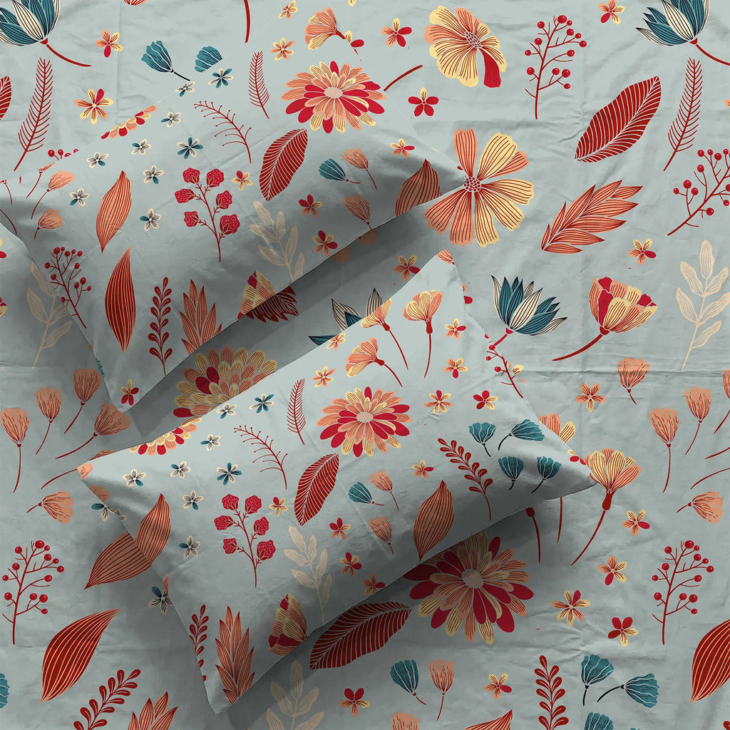 Serene 200 TC 100% Cotton Bedsheet with Pillow Covers - Florence Sky Blue