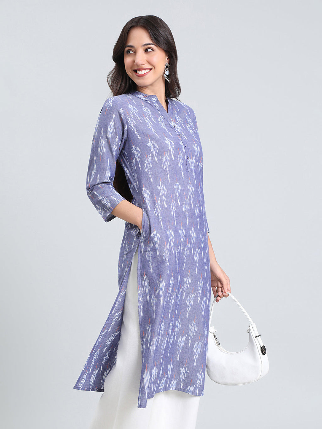 Cotton Ikat Print Straight Kurta