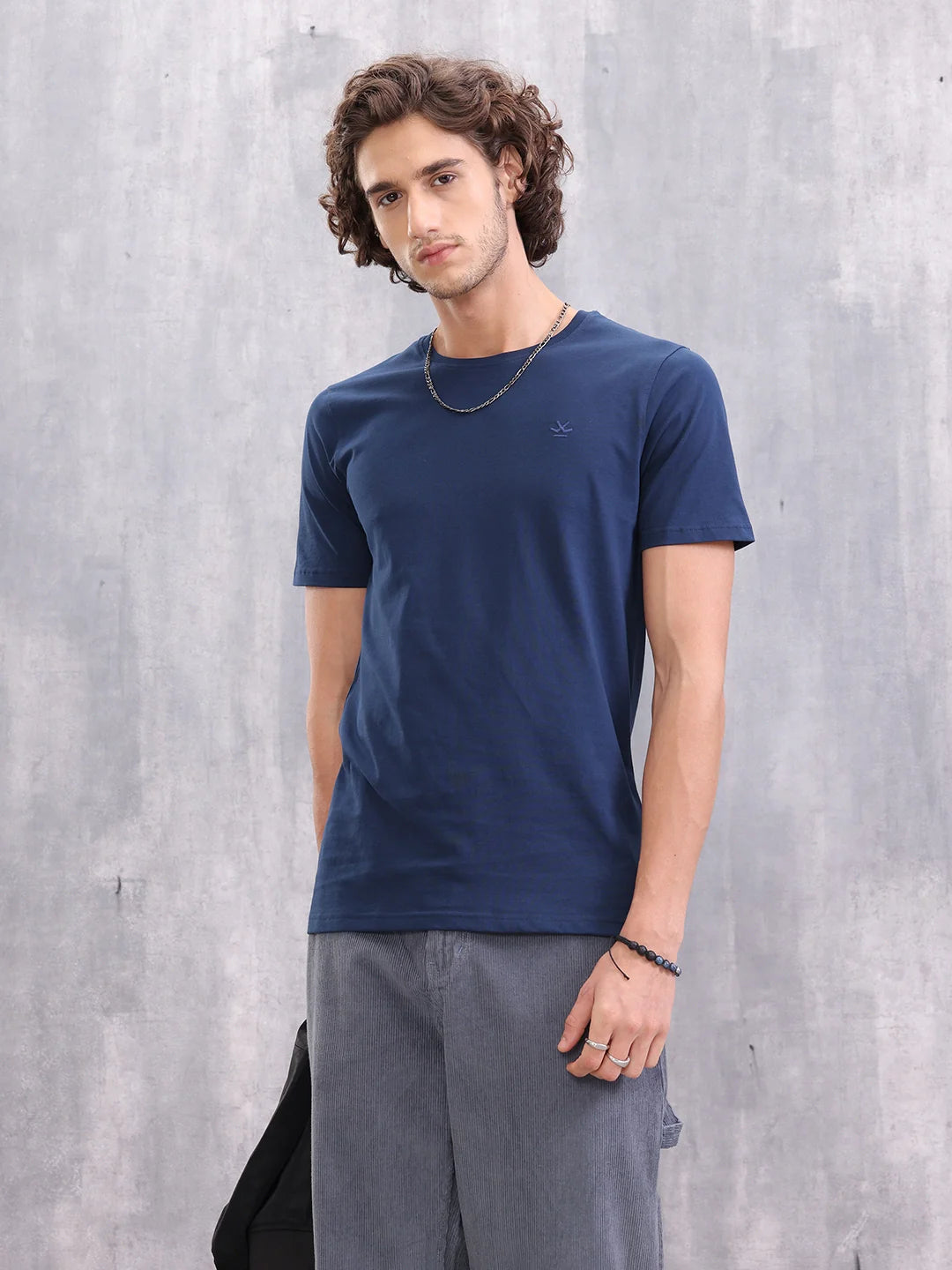Solid Slim Fit T-Shirt  | Navy Blue