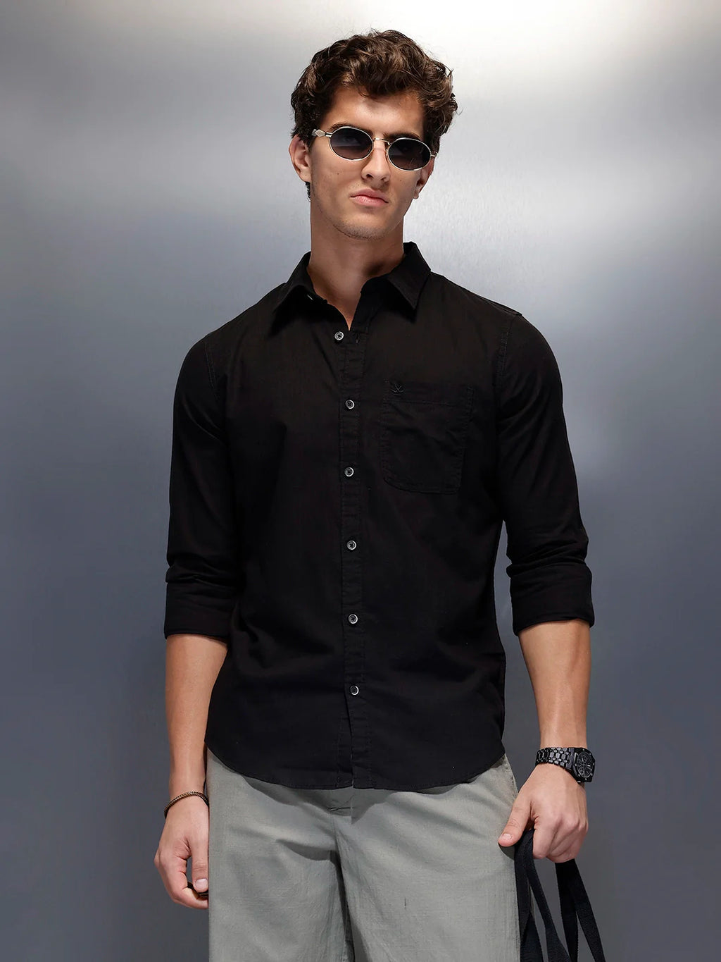 Men's Casual Slim Fit Shirt   |  Black