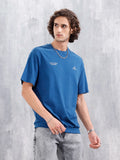 Oversized Crew Neck T-Shirt With Hd Print | Blue