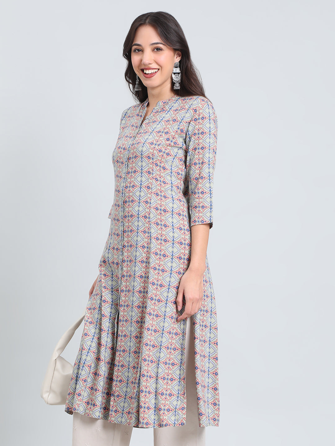 Viscose Geometric Aztec Print A-Line Kurta