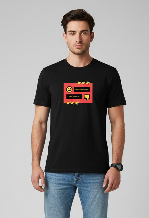 Men Printed Black Cotton Tshirt
