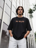 Men Black Oversized Printed T-shirt