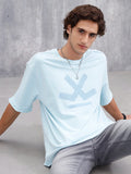 Wrogn Logo Raw-Edged Tee | Light Blue