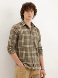 Slim Fit Checkered Shirt  | Olive