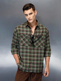 Men's Casual Oversized Fit Checkered Pattern Shirt | Green