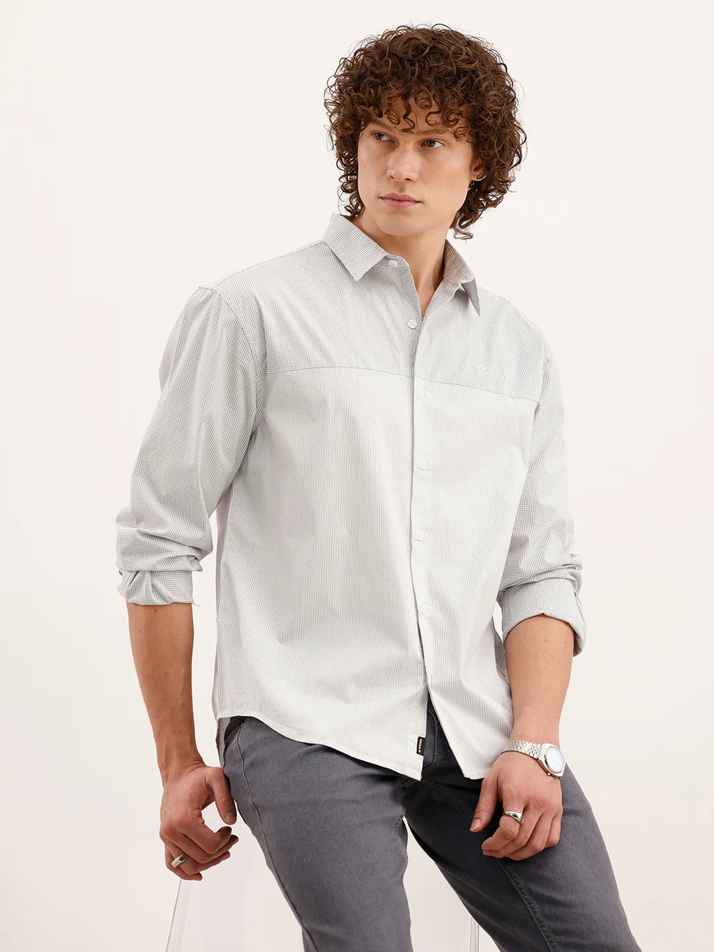 Comfort Fit Cut & Sew Shirt  | Grey